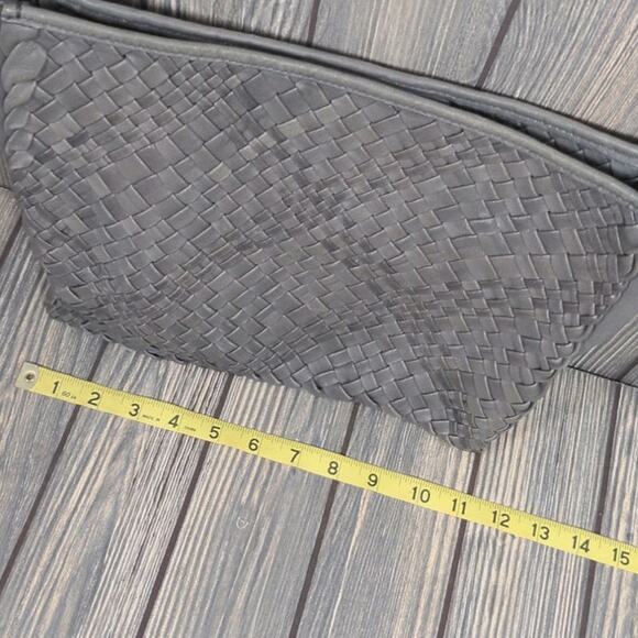 Laurent Effel St Barth Italy Leather Shoulder Bag Purse Woven Olive Green Gray - Picture 2 of 8